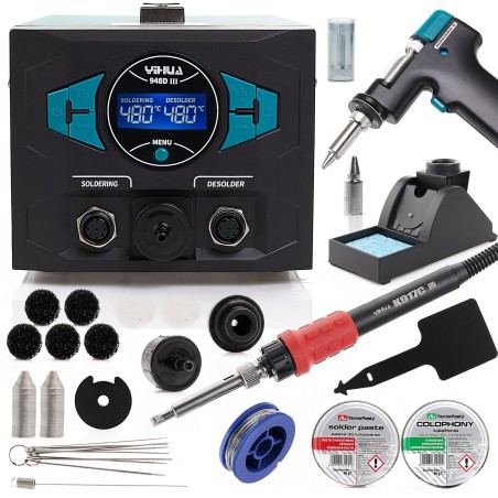 Löt- und Entlötstation Yihua 948D-III Set mit Lötpaste, Kolophonium und Zinn