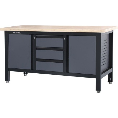 Bahco Feistos Werkstattausstattung Workbench Heros 2 inklusive perforierter Rückwand Anthrazit/Schwarz 169 x 60 x 87 cm