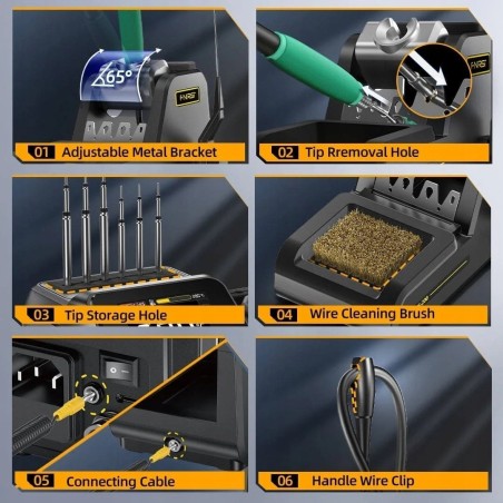 Lötstation FNIRSI DWS-200 200 W SET MIT 9 LÖTSPITZEN + 2 GRIFFEN F210/F245