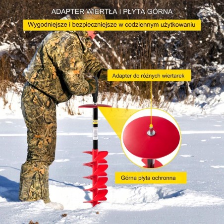 Eisbohrer mit Bohradapter, Oberplatte und Schneidschutz  15 x 99 cm