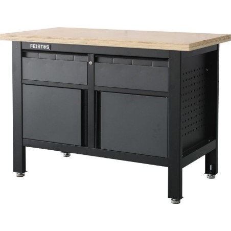 vidaXL Feistos Werkstattausstattung Werkbank Tito 3 mit Lochwand Anthrazit/Schwarz 120 x 60 x 87 cm