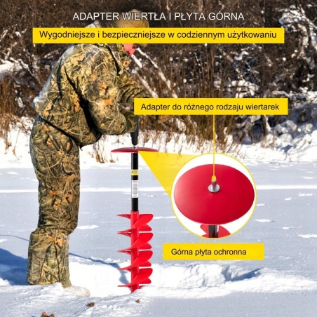 Eisbohrer mit Bohradapter, Gummigriff und austauschbarer Schneide  20 x 104 cm