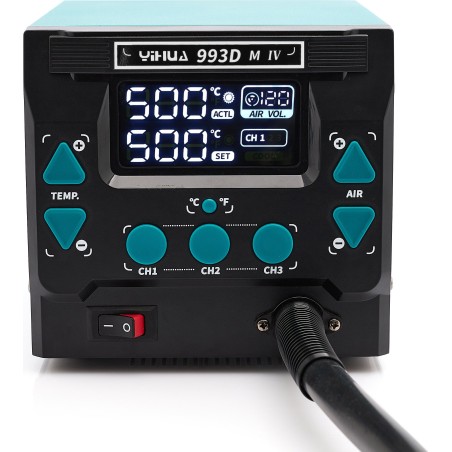 Lötstation und Heißluftlötgerät Hot Air Yihua 993DM-IV mit 8 Düsen