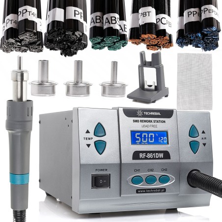 Kunststoffschweißgerät Hot Air Techrebal RF-861DW 1000 W, Set mit 5 Klebstoffen und Netz