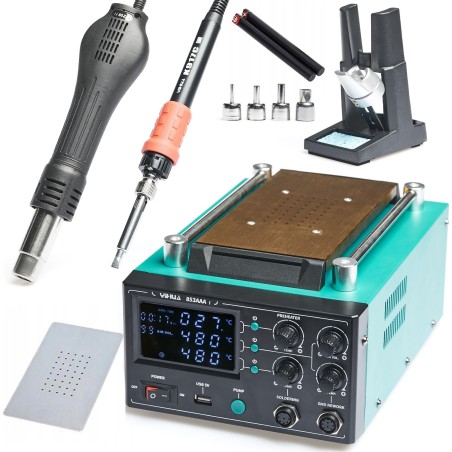 3-in-1-Lötstation Yihua 853AAA-I + 5 Lötspitzen + 5 Sorten Lötzinn à 100 g