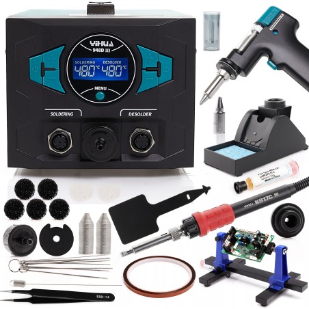 2-in-1-Lötstation Yihua 948D-III – Leiterplattenhalter, ESD-Pinzette, Flussmittel