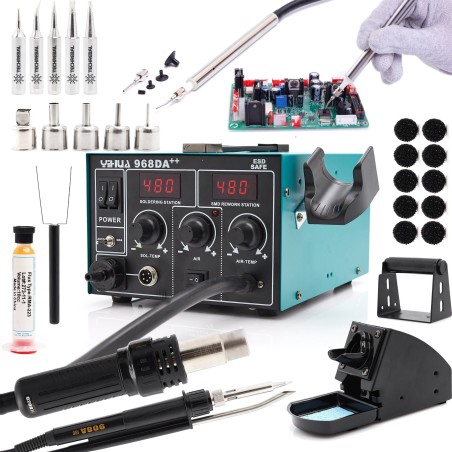 Yihua 968DA++ 780-W-Heißluft-Lötstation mit Lötkolben und 3-in-1-Düsensatz