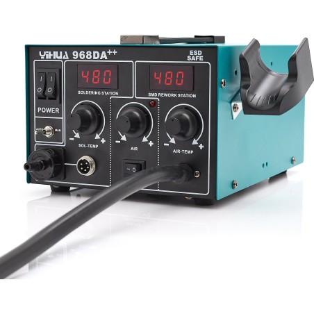 Yihua 968DA++ 780-W-Heißluft-Lötstation mit Lötkolben und 3-in-1-Düsensatz