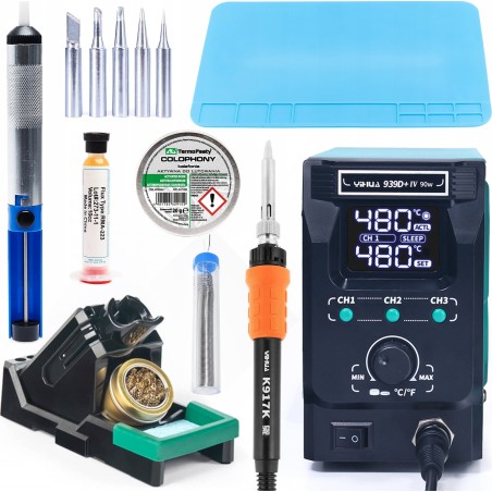 Lötstation Yihua 939D+-IV 90 W + 11-teiliges Zubehörset von Techrebal
