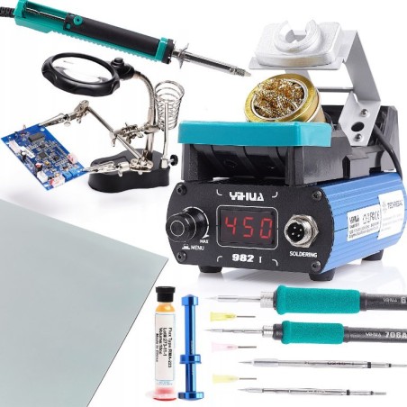 Professionelle Lötstation Yihua 982-I für Lötkolbenspitzen T210 und T245 sowie Zubehör