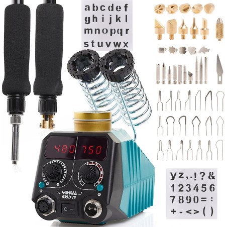 Holzbrandmalgerät Yihua 939D-VII mit zwei Brennern und 48 Spitzen