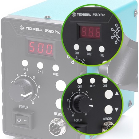 Kunststoffschweißgerät Heißluft-Lötstation TECHREBAL 858D Pro Heftgerät mit 6 Heftklammern