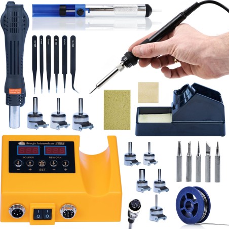 Rosfix Lötstation Heißluftlötkolben Absaugvorrichtung Düsen Lötspitzen Zinn Reinigungsstift Pinzette
