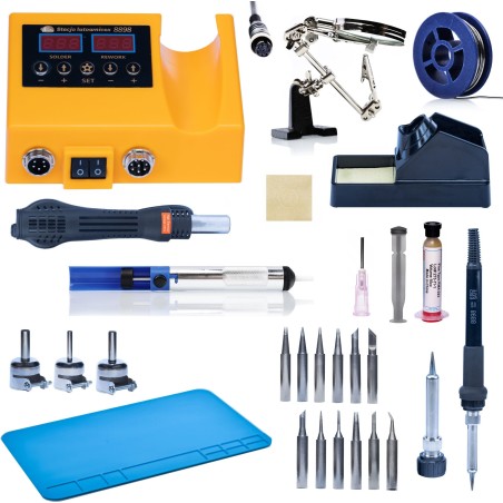 Rosfix LÖTSTATION HEISSLUFTLÖTSTIFT LÖTMATTE ZINN LÖTSPITZEN ABSAUGVORRICHTUNG FLUSSMIITTEL HALTERUNG