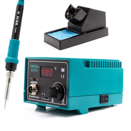 Set: Lötstation Yihua 937D+  Kolophonium, Lötpaste, Zinn, Absaugvorrichtung, 10 Lötspitzen