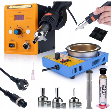 Rosfix PROFESSIONELLE HEISSLUFT-LÖTSTATION ROSFIX 858D + LÖTTIEGEL + FLUX RMA-223