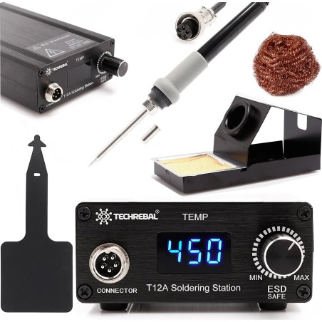 Set: Lötstation und Schweißgerät 75 W von Techrebal, Lötkolbenspitze T12A + Zubehör
