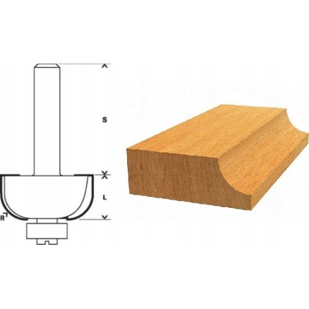 Bosch-Fräser, doppelseitiger Halbrundfräser, BOSCH, HM, R10 mm, L14 mm, Schaft 8 mm, LOCK