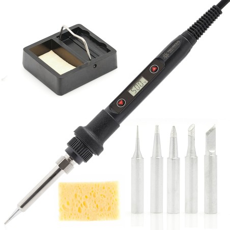 Leistungsstarker Lötkolben 80 W mit LCD-Display, Lötmatte und Flussmittel