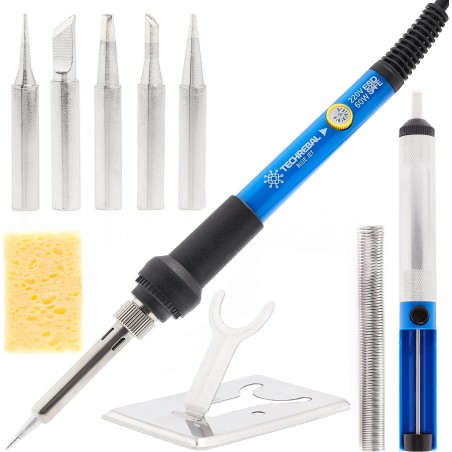 Set: Lötkolben TBJ60W Blue Jet mit 11 Lötspitzen + Zubehör Techrebal XL