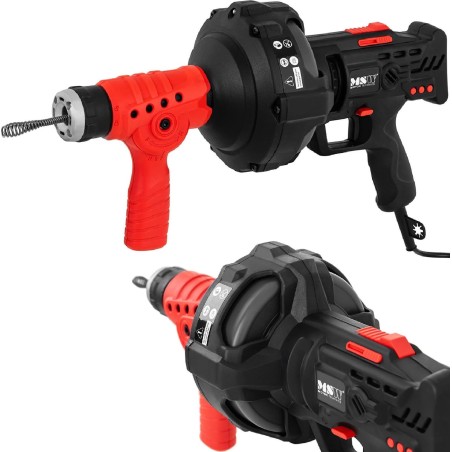MSW Elektrische Rohrreinigungsspirale mit Trommel für die Reinigung von Abflussrohren, 240 W, Länge 7,5 m, Durchmesser 15 mm