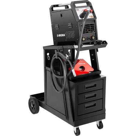 Stamos Schweißwagen aus Stahl für die Werkstatt, mit 3 Schubladen und 2 Einlegeböden, Tragkraft bis zu 75 kg