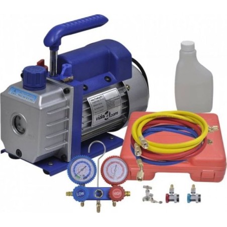 vidaXL Einstufige Vakuumpumpe mit Verteiler für 2 Manometer