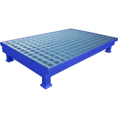 WiZ Stahl-Auffangwanne mit Gitterrost, Fassungsvermögen 100 l, Maße 1200 x 800 x 200 mm