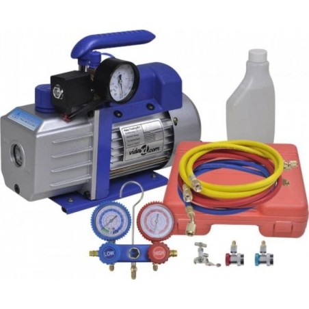 vidaXL Einstufige Vakuumpumpe mit Verteiler für 2 Manometer