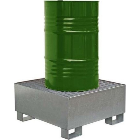 Topserw Stahl-Auffangwanne, verzinkt, mit Gitterrost für 1 Fass mit einem Fassungsvermögen von 225 l, Maße 860 x 860 x 410 mm