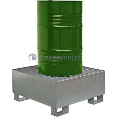 Topserw Stahl-Auffangwanne, verzinkt, mit Gitterrost für 1 Fass mit einem Fassungsvermögen von 225 l, Maße 860 x 860 x 410 mm