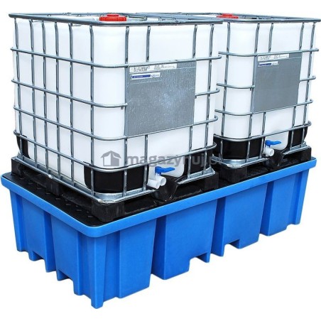 Topserw Auffangwanne mit Gitterrost, Fassungsvermögen 1150 l, MEGA, 2 x IBC/KTC, Abmessungen 2340 x 1225 x 610 mm, blau