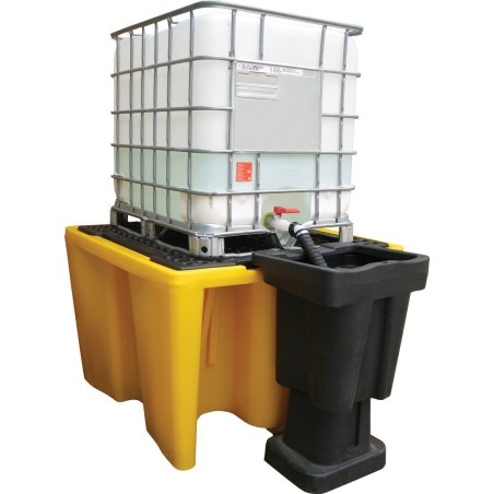Topserw Auffangwanne mit einem Fassungsvermögen von 1120 l, für 1*IBC/KTC, Abmessungen 1450 x 1450 x 1000 mm (Farbe: Gelb)