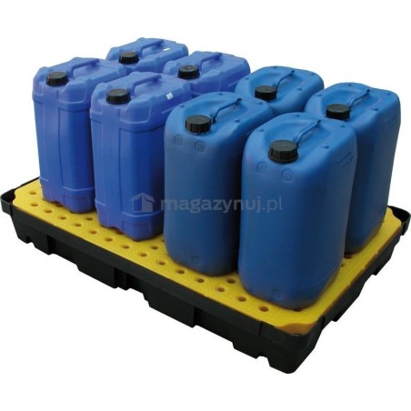 Topserw Auffangwanne mit Gitterrost, Fassungsvermögen 100 l, Farbe gelb/schwarz, Maße 1200 x 800 x 175 mm