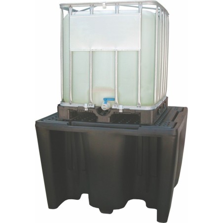 Topserw Auffangwanne mit einem Fassungsvermögen von 1120 l, für 1*IBC/KTC, Abmessungen 1450 x 1450 x 1000 mm (Farbe: Schwarz)