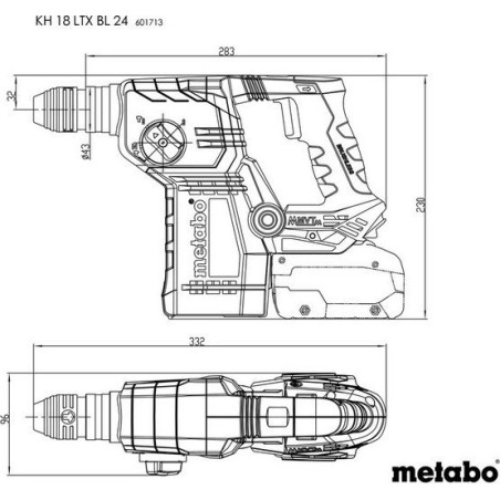 Metabo-Bohrhammer: Akku-Drehschlagbohrhammer KH 18 LTX BL 24