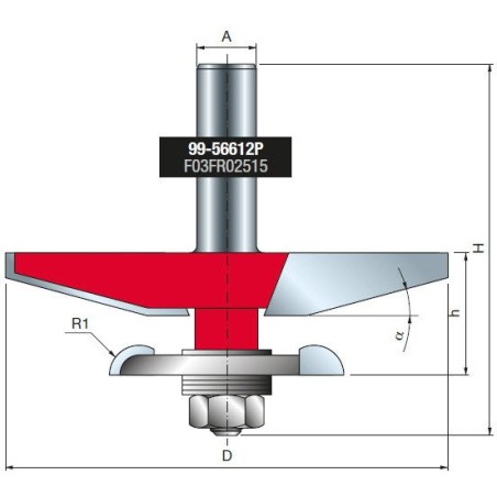 Fräser 99-56612P 89 × 25 × 75 × 12,0 15˚R6