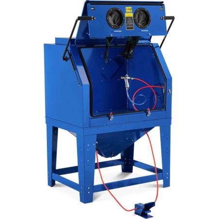 MSW Druckkabinen-Sandstrahlgerät mit Beleuchtung und Fußpedal, 990 l – Set Druckkabinen-Sandstrahlgerät mit Beleuchtung