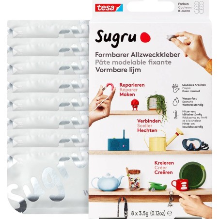 Tesa-Klebepistole tesa Sugru formbarer Allzweckkleber, 8er-Pack, weiß