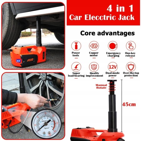 Inncen Elektrischer Wagenheber, 5 t, 12 V Gleichstrom, hydraulisch, 4-in-1