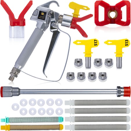 Rosfix Farbspritzpistole LANCA 50 cm, 2 Düsen, 7 Filter, 18 Dichtungen HQ