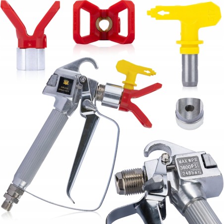 Rosfix Lackierpistole für Kompressor mit Düse 517 + Edelstahlschutz + Stabfilter 30/60/70/100/200 Mesh + 10x Dichtung