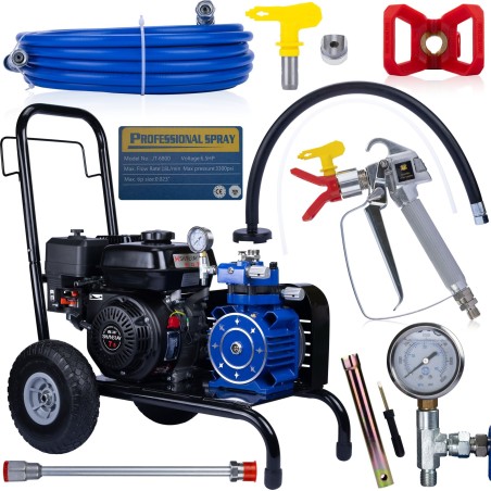 Rosfix STARKES PROFESSIONELLES BENZINBETRIEBENES FARBSPRITZGERÄT SET 6,6 PS 18 L/MIN SET