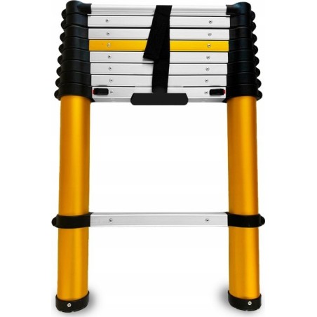 AWTools DRABEST Aluminium-Teleskopleiter, 9 Sprossen, 2,6 m, max. 150 kg