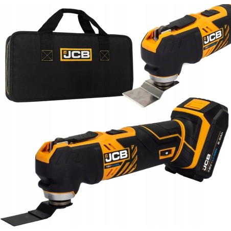 JCB 18-V-Multifunktions-Oszillationswerkzeug (Set: 2-Ah-Akku, Ladegerät, Tasche)