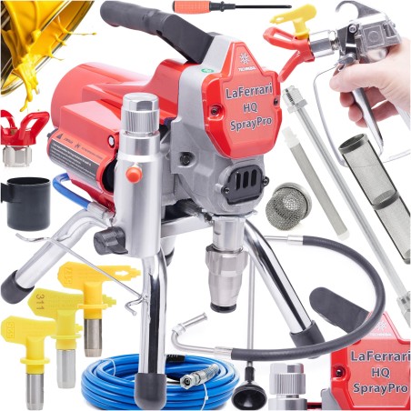 Lackiergerät HQ Techrebal 1800 W, 2,5 l/min, Spritzpistole, 3 Düsen, Spritzlanze, 8 m Schlauch