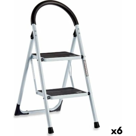 Kipit Klappleiter Weiß Schwarz Grau Metall 38 x 50 x 84 cm (6 Stück)