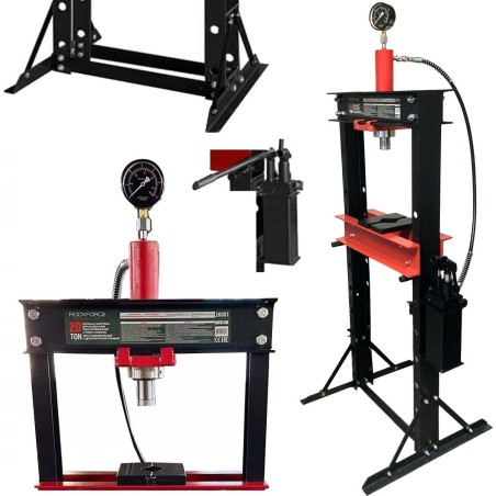Rockforce Hydraulikpresse für Werkstätten, 20 t, mit Manometer und Doppelpumpe