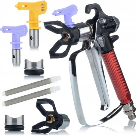 Rosfix Rosfix Spritzpistole für das Spritzgerät Rosfix UltraSpray RedJet RJ1 + Spritzdüse Rosfix Ultra Spray 517 + 2x Stabfilter