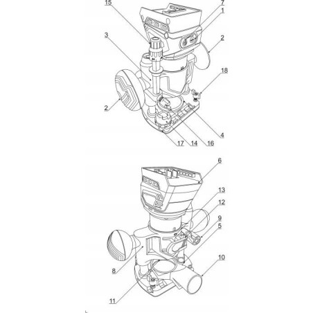 Dedra-Fräse 18-V-Mehrspindel-Fräse 0*Ah SAS+ALL